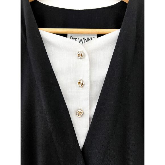 Vintage Periwinkle Black Midi Pencil Dress with Gold Buttons, Size 12, EUC - Picture 2 of 7